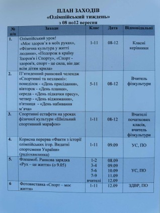 План заходів!
